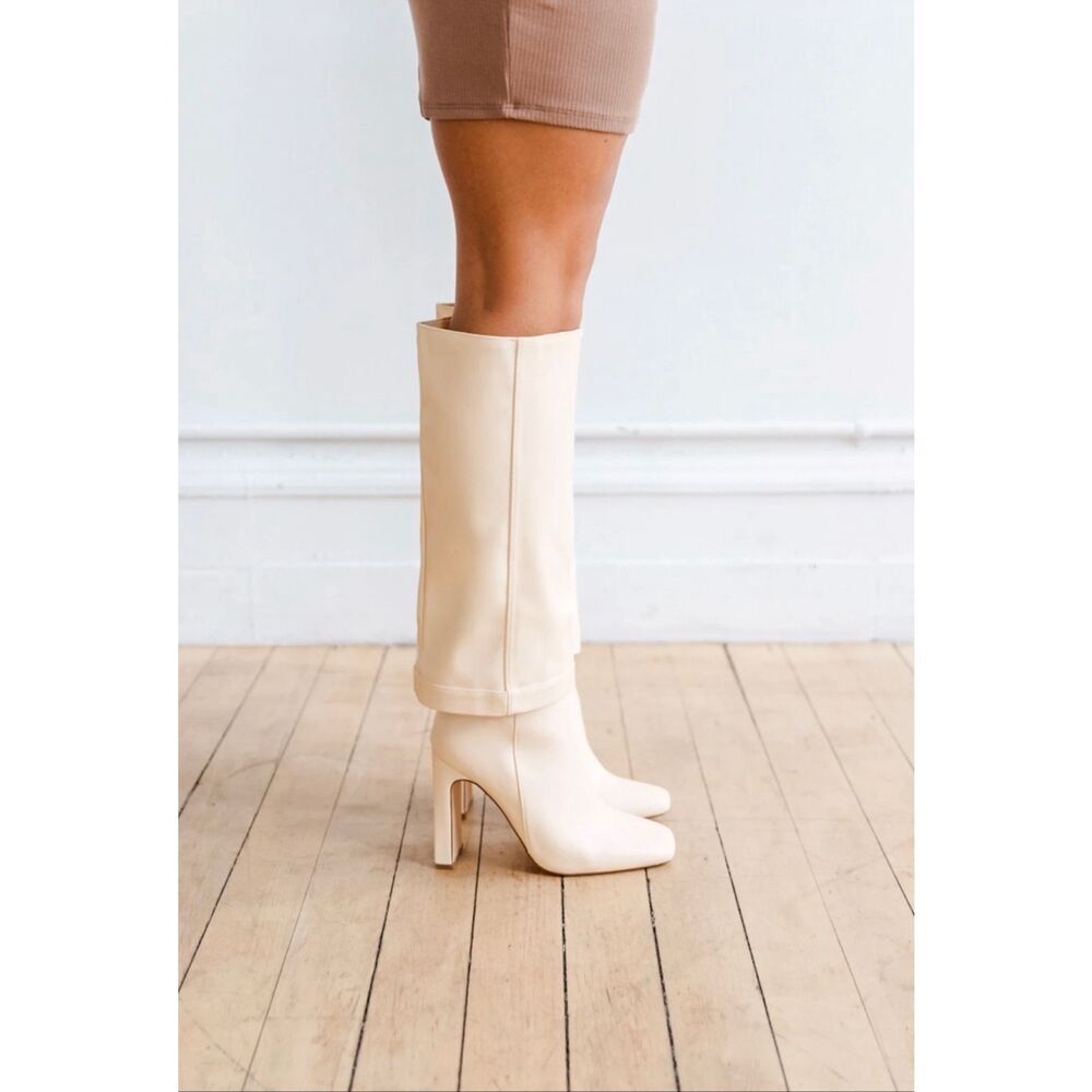 NEW Lulus Lorlia Almond Square Toe Knee High Boots 8